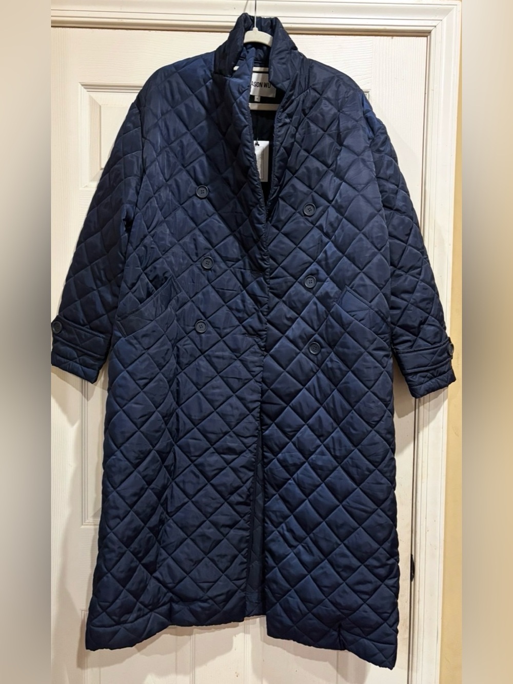 Jason Wu Navy Quilted Long Puffer Coat